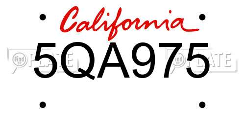 5QA975 California License Plate