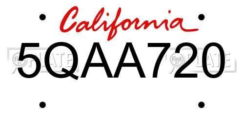 5QAA720 California License Plate