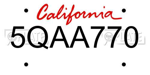 5QAA770 California License Plate