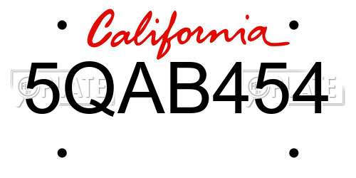5QAB454 California License Plate
