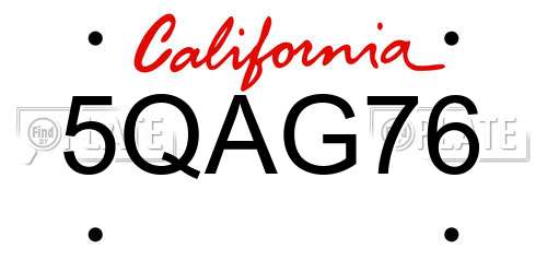5QAG76 California License Plate