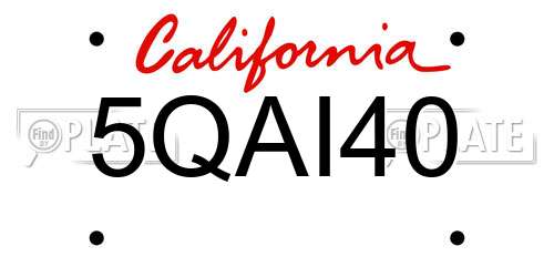 5QAI40 California License Plate