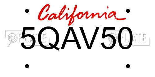 5QAV50 California License Plate