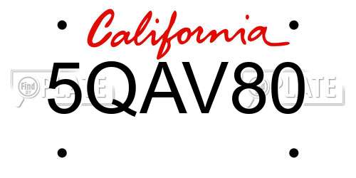 5QAV80 California License Plate