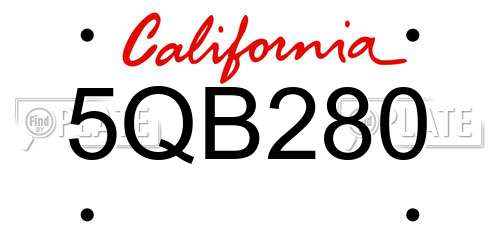 5QB280 California License Plate