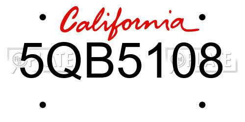 5QB5108 California License Plate