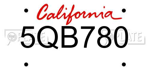 5QB780 California License Plate