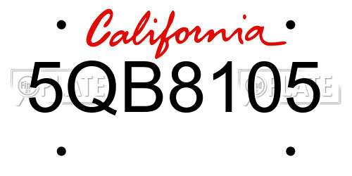 5QB8105 California License Plate