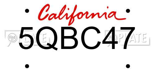 5QBC47 California License Plate