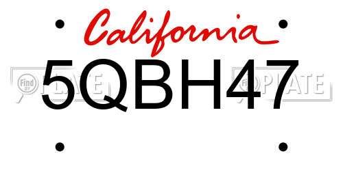 5QBH47 California License Plate