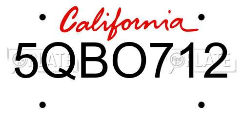5QBO712 California License Plate