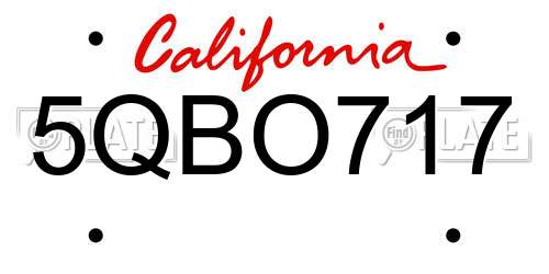 5QBO717 California License Plate
