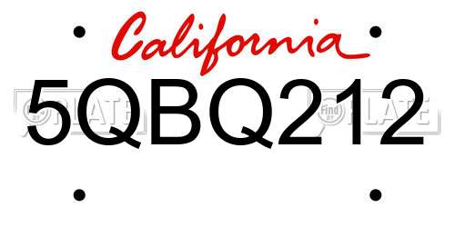 5QBQ212 California License Plate