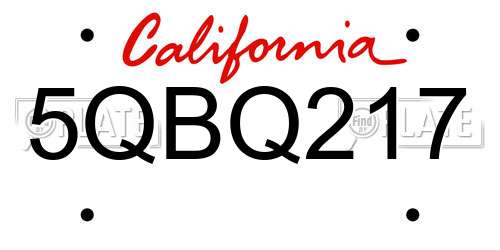 5QBQ217 California License Plate