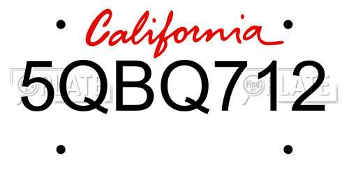 5QBQ712 California License Plate