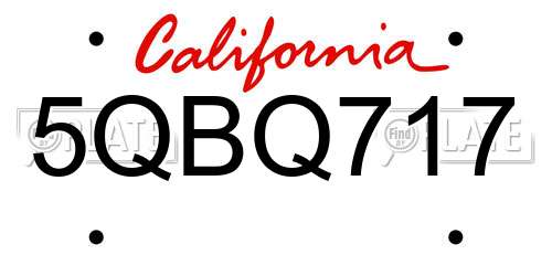 5QBQ717 California License Plate