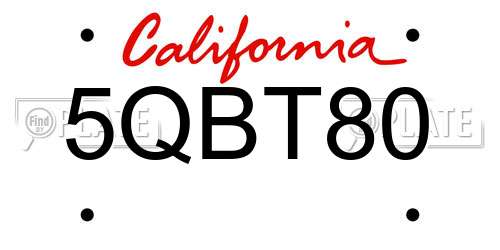 5QBT80 California License Plate