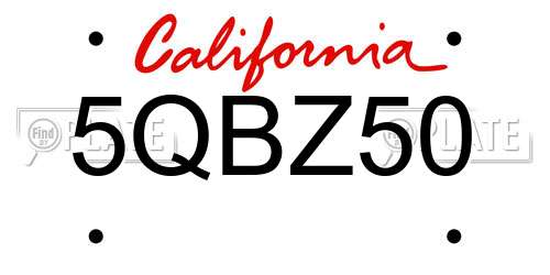 5QBZ50 California License Plate