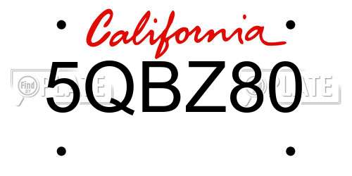 5QBZ80 California License Plate