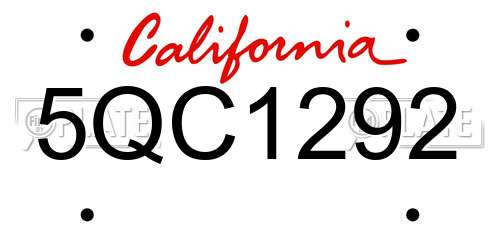 5QC1292 California License Plate