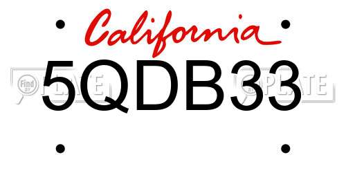 5QDB33 California License Plate