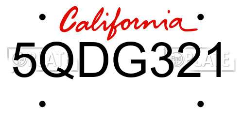 5QDG321 California License Plate