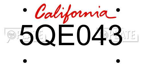 5QE043 California License Plate