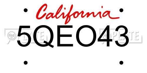 5QEO43 California License Plate