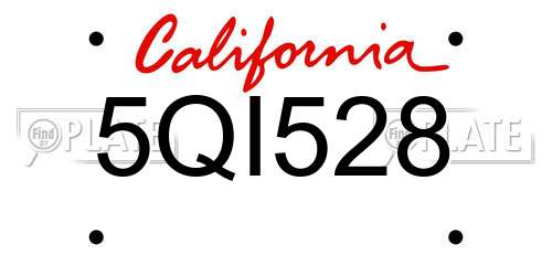 5QI528 California License Plate