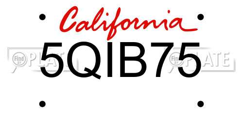 5QIB75 California License Plate