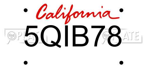 5QIB78 California License Plate