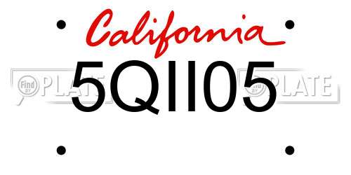 5QII05 California License Plate