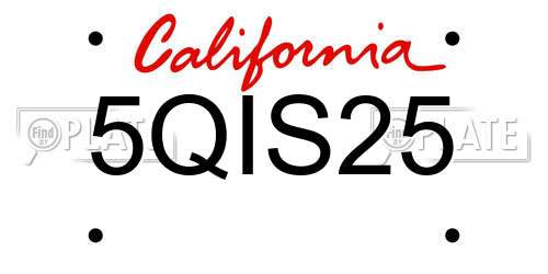 5QIS25 California License Plate