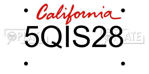 5QIS28 California License Plate