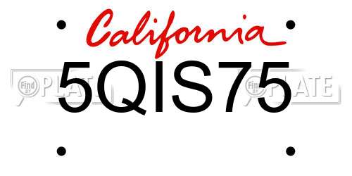 5QIS75 California License Plate