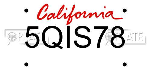 5QIS78 California License Plate