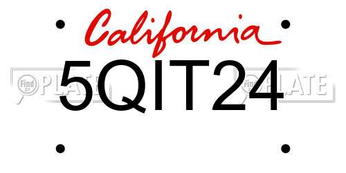 5QIT24 California License Plate