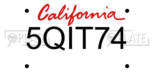 5QIT74 California License Plate