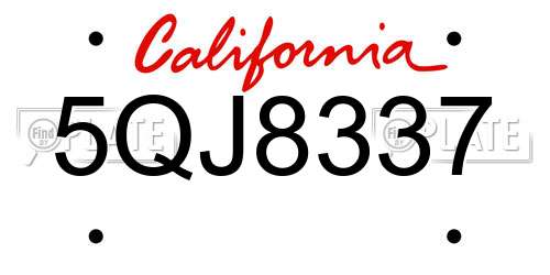 5QJ8337 California License Plate