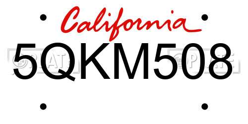 5QKM508 California License Plate