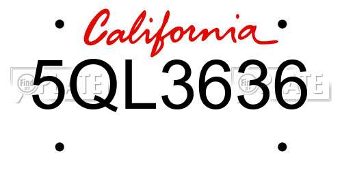 5QL3636 California License Plate