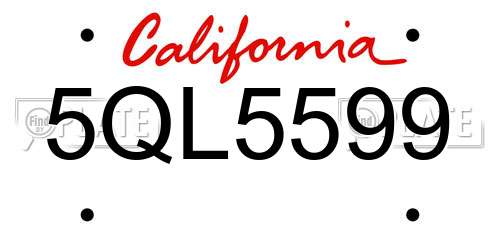 5QL5599 California License Plate