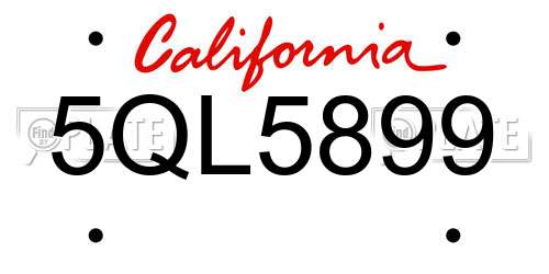 5QL5899 California License Plate