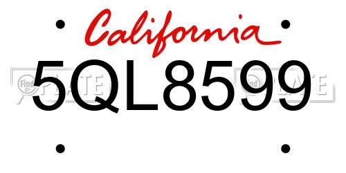 5QL8599 California License Plate