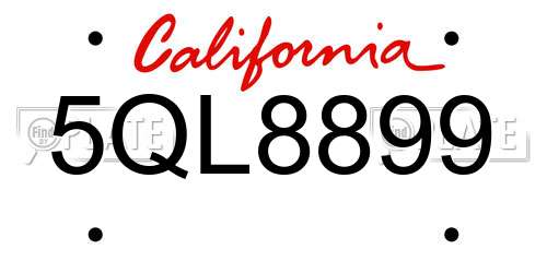 5QL8899 California License Plate