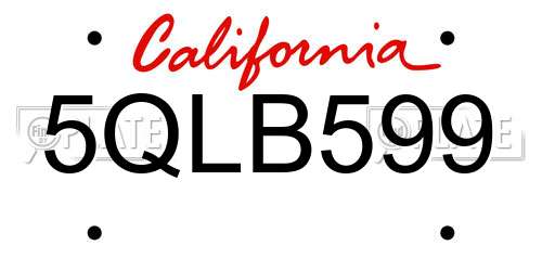 5QLB599 California License Plate
