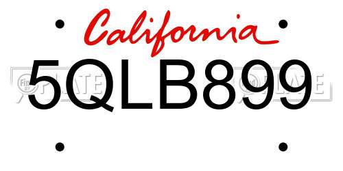 5QLB899 California License Plate