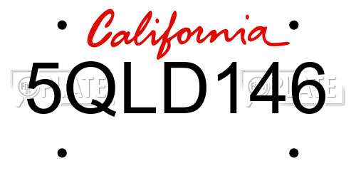 5QLD146 California License Plate