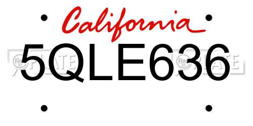 5QLE636 California License Plate