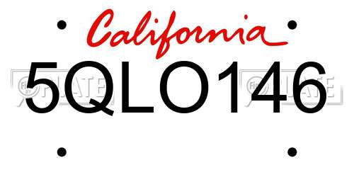 5QLO146 California License Plate